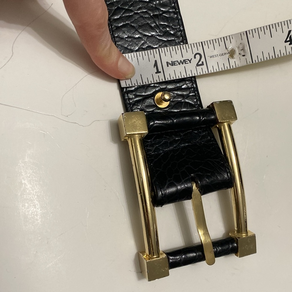 Black WIDE Belt with Croc design and Gold Buckle - Picture 10 of 14